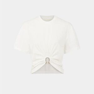 Paco Rabanne White Gathered Short Sleeve Top